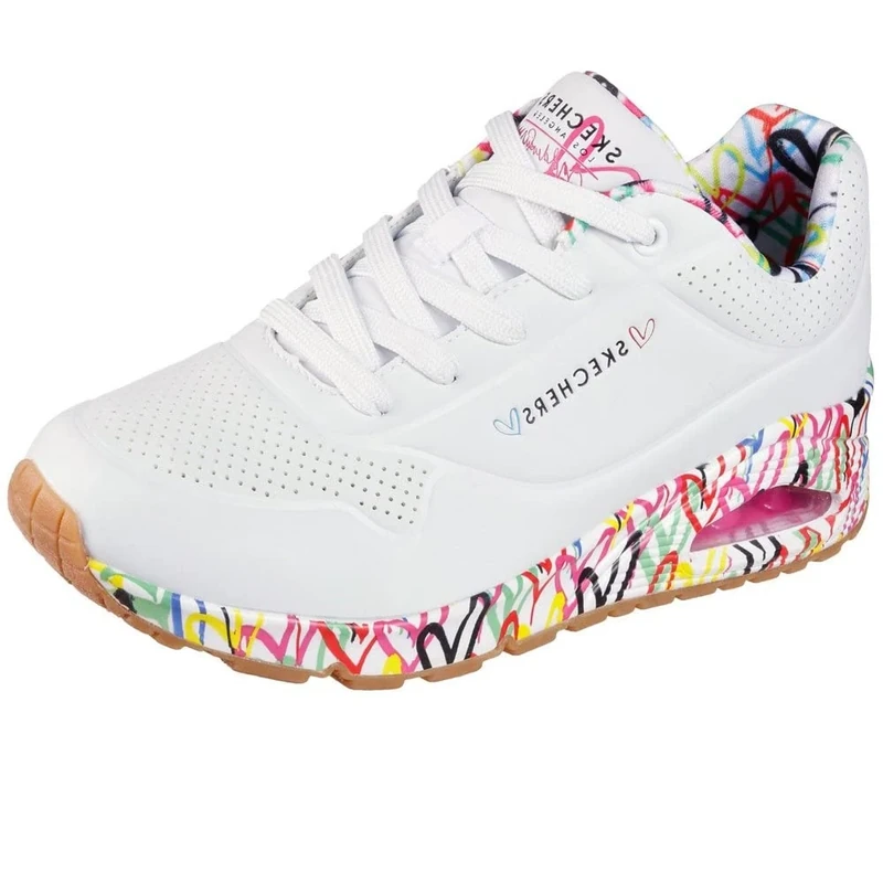 Skechers Women's Uno Loving Love Sneaker, White, 7 UK