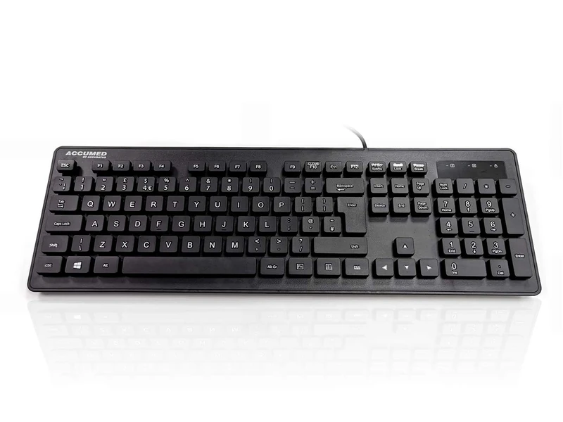 Accuratus AccuMed AQUA - USB 105 Key Antibacterial & Fully Washable IP68 Medical/Clinical Keyboard