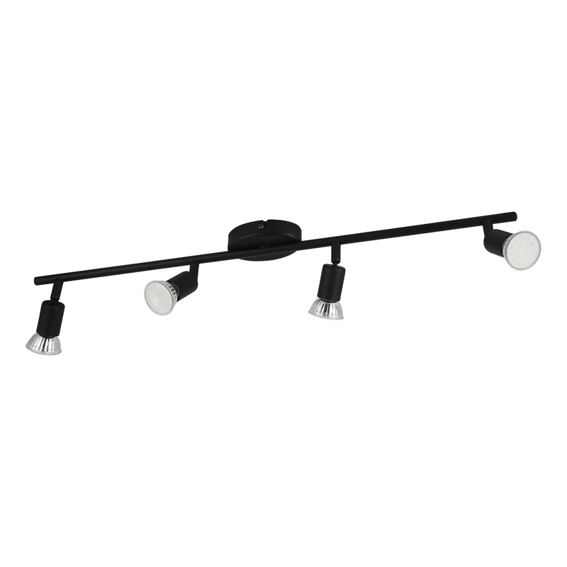Eglo LED Ceiling lamp Buzz-LED, 4-Light spot bar, Black Metal Spotlight. Light with GU10 Bulbs, Warm White
