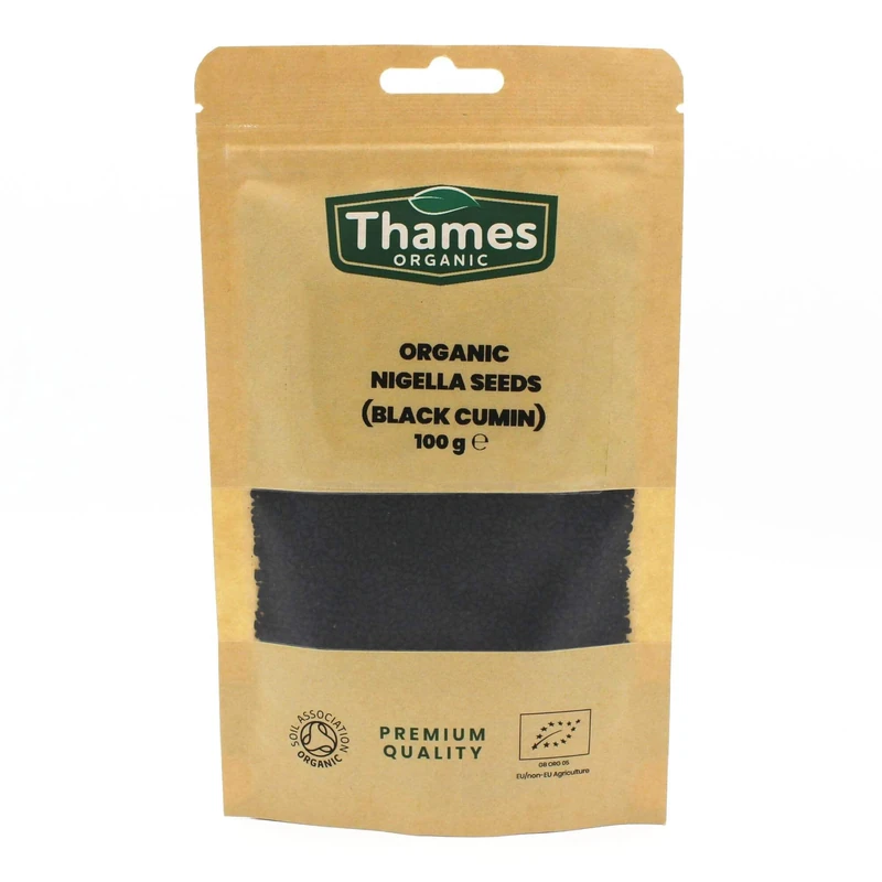 Organic Nigella Seeds - 100% Pure and Natural - Nutritious, Flavorful, and Versatile Ingredient - Resealable Pouch for Freshness - Thames Organic 100g
