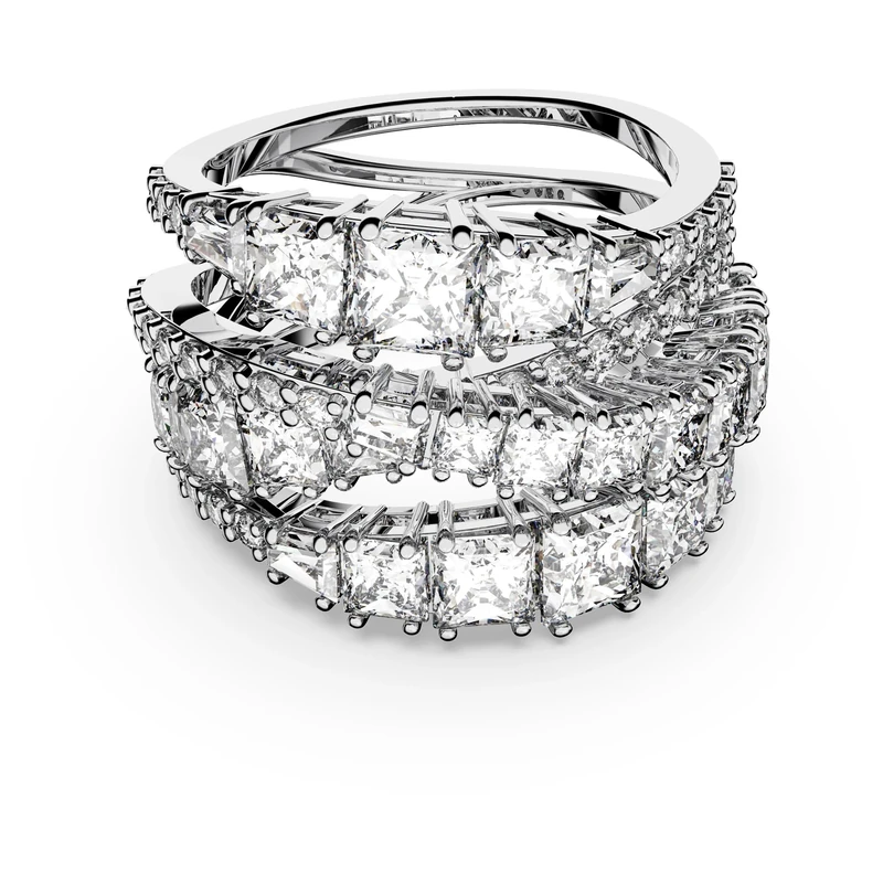 Swarovski Twist Wrap Ring - Mixed White Cuts, Rhodium Plated