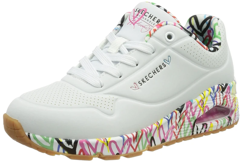 Skechers Women's Uno Loving Love Sneaker, White, 4.5 UK