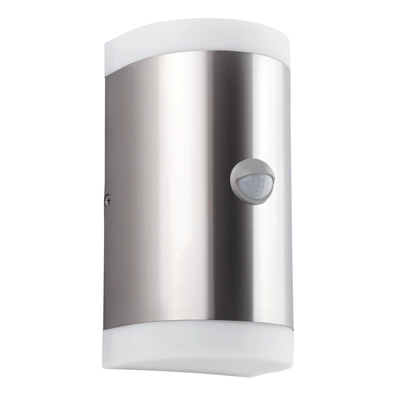 Eglo LED Outdoor wall Light Carpinera with Motion and Twilight Sensor, 2 Flame Porch Lighting, Curved Outside lamp Made of Stainless Steel and White Plastic, GU10 Socket, IP44