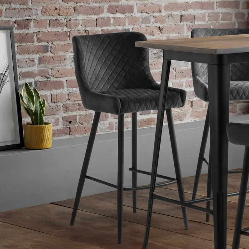 Julian Bowen Luxe Velvet Bar Stool, Grey