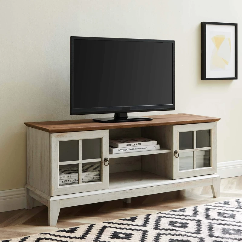 Modway EEI-2544-WAL-WHI Isle 47” TV Stand, Walnut White