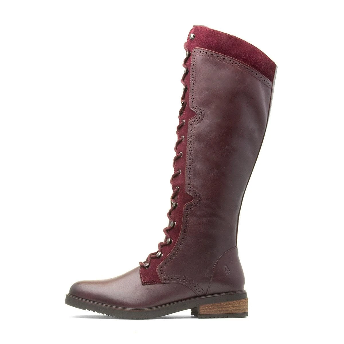 Hush Puppies Rudy Zip Up Lace Up Long Boot, Burgundy, 6
