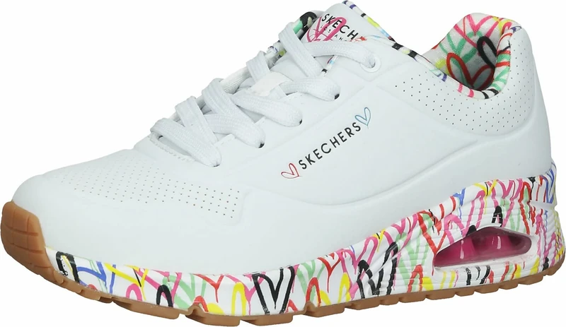 Skechers Women's Uno Loving Love Sneaker, White, 5 UK