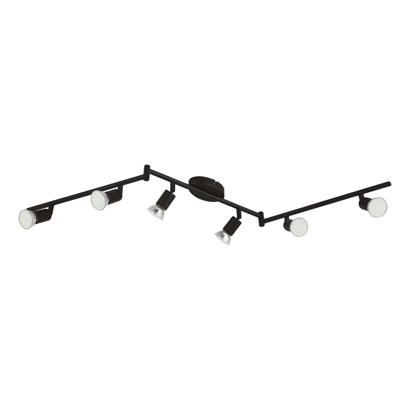 EGLO LED Ceiling Light Buzz-LED, 6 Light Black Metal Lighting, Living Room and Hallway Spotlight, Gu10 Socket, 105 cm
