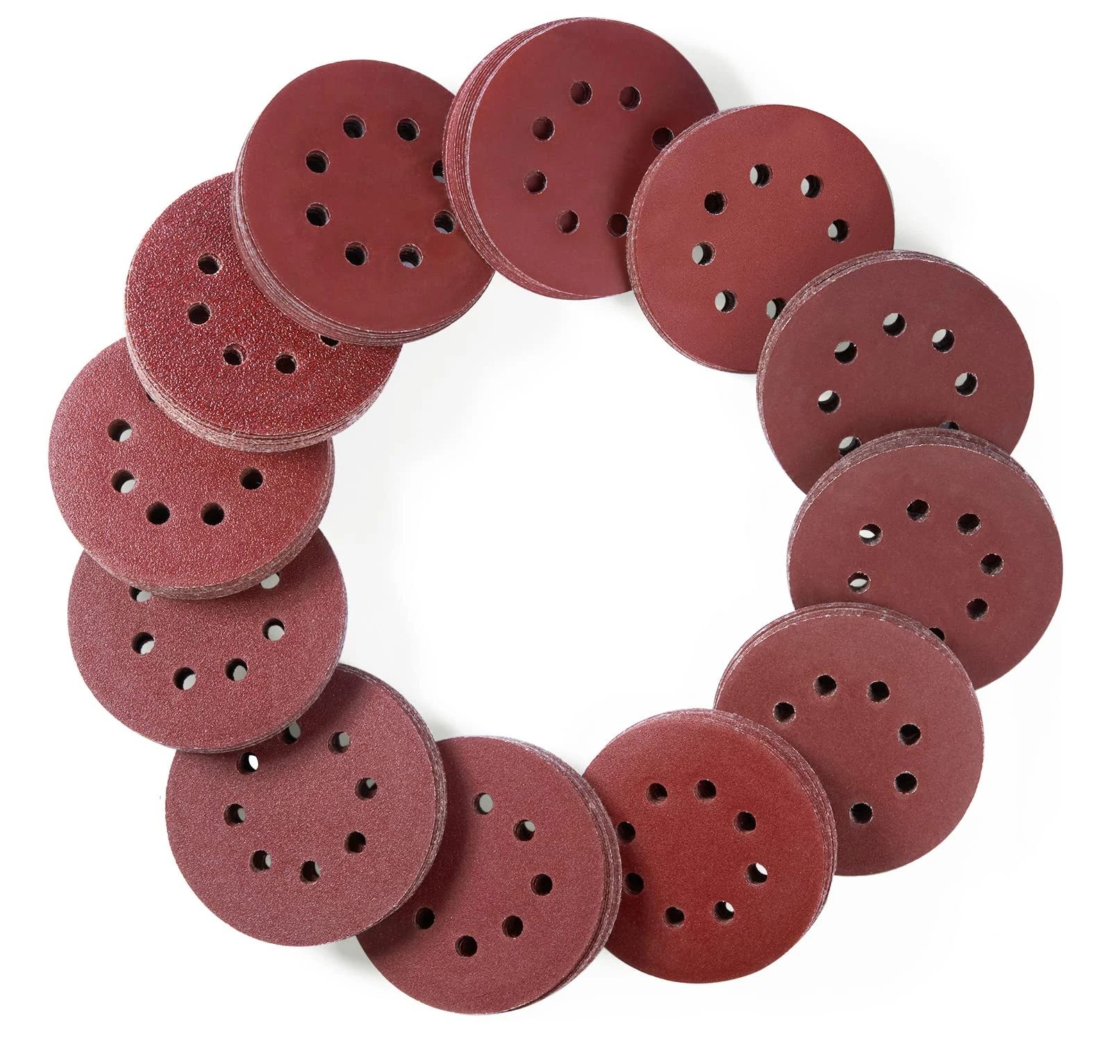 240PCS 125 mm Sanding Discs Round Hook and Loop Kit with Multiple Grits for Random Orbital Sanders 8-Holes Dustless Sanding Pads 40 60 80 100 120 150 180 240 320 400 600 800 Grits