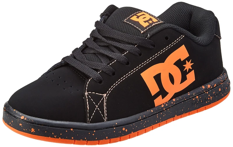 DC Shoes Men's Gaveler-Leather Shoes Sneaker, 8 UK Black Orange