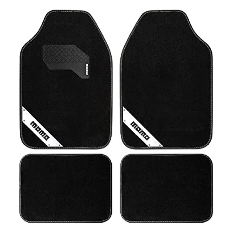 MOMO COMPLETE SET 4 PIECES UNIVERSAL CAR MATS 015 BLACK/WHITE - Image 1