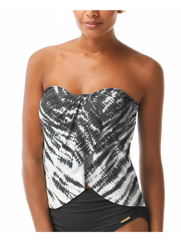 Vince Camuto Tie-Dye Draped Bandini Top Black SM - Image 1