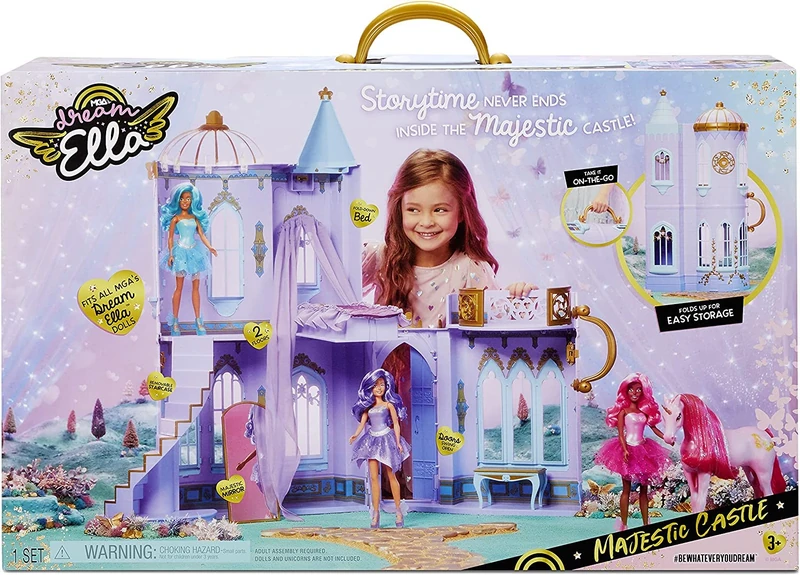 MGA’s Dream Ella Majestic Castle - Toy for Kids - Two Storey Portable Castle Playset - Fits Two 29cm Fashion Dolls - Includes Working Doors, Furniture & Accessories, For Toddlers Ages 3 Years Plus