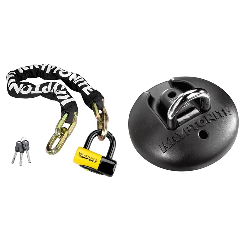 Kryptonite New York Fahgettaboutit Chain Lock - 100cm - Black/Yellow & Strong Hold Above Ground Lock