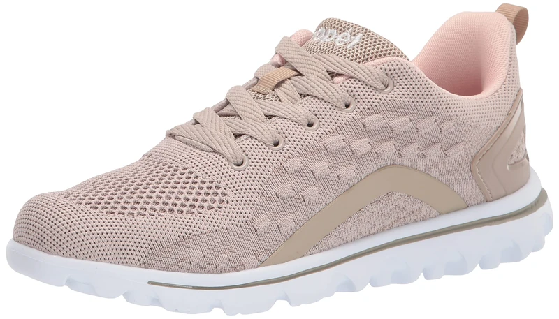 Propét Women's TravelActiv Axial Sneaker, Taupe/Peach, 6 UK