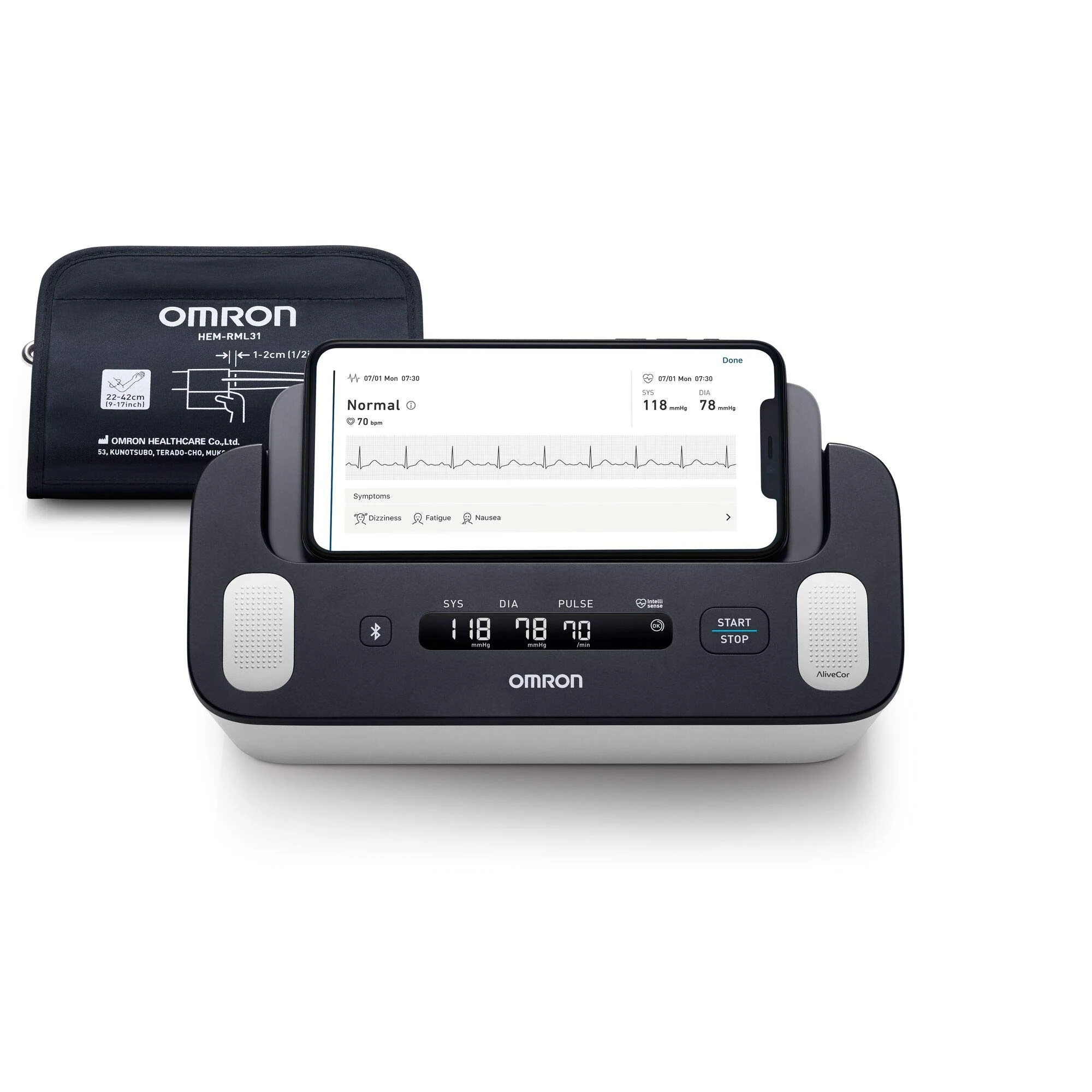 OMRON Complete Upper Arm Blood Pressure Monitor and ECG for Hypertension Monitoring and AFib screening for Home Use - 2-in-1 BP Monitor and ECG Machine with 1 Year OMRON Connect Premium for Free