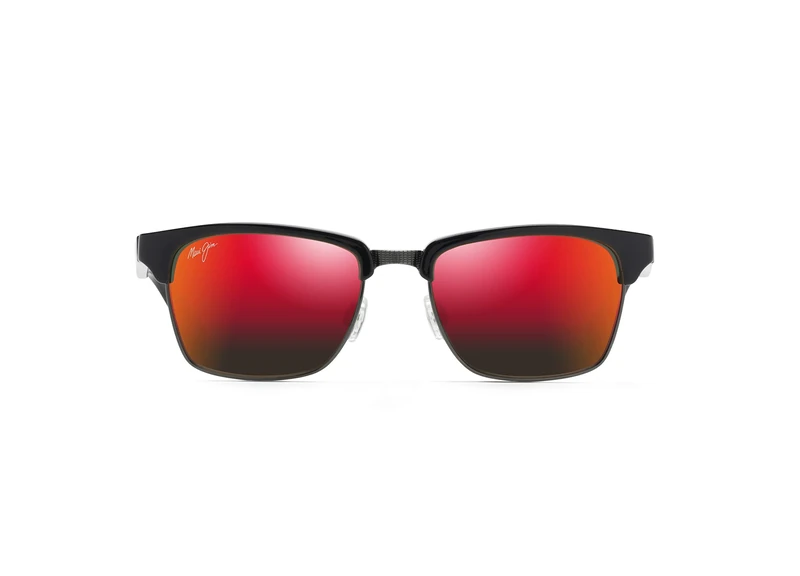 Maui Jim Ladies Kawika Sunglasses Shiny Black with Antique Pewter Hawaii Lava Polarized, Glossy black with antique pewter/Hawaii lava polarised, Medium - Image 1
