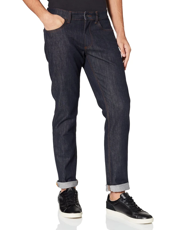 camel active Men's Madison Slim Fit Jeans Trousers Pants, Dark Blue (Raw Denim), 36 W/30 L