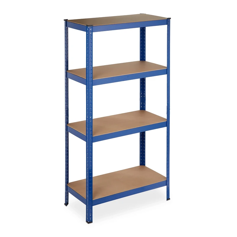 Relaxdays Heavy Duty Shelving Unit, Max. Load 280 kg, 157x80x41 cm, 4 Shelves, Garage & Warehouse Storage, Steel, Blue