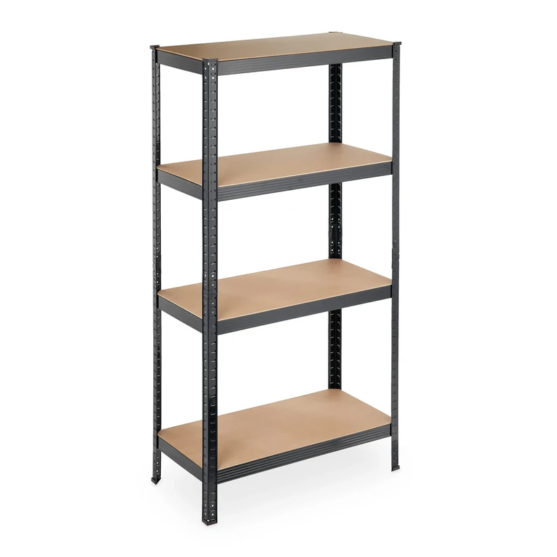 Relaxdays Heavy Duty Shelving Unit, Max. Load 280 kg, 157x80x41 cm, 4 Shelves, Garage & Warehouse Storage, Steel, Black