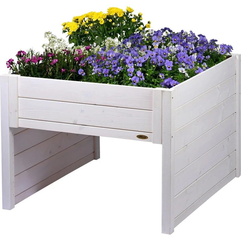 dobar® Large Wooden Lawnmower Garage with Planter Including Film - Lawnmower Garage - 79 x 73 x 56 cm - White