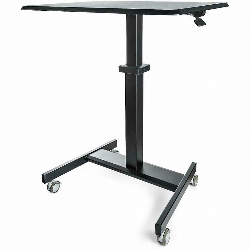 Mobile Standing Desk - Portable Sit Stand Ergonomic Height Adjustable Cart on Wheels - Rolling Computer/Laptop Workstation Table with Locking One-Touch Lift for Teacher/Student (STSCART2)