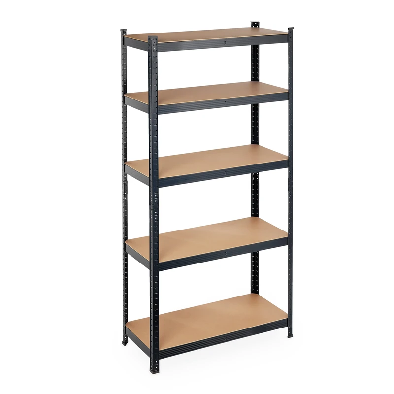 Relaxdays Heavy Duty Shelving Unit, 180x90x40 cm, Max. Load 875 kg, 5 Shelves, Storeroom & Garage Storage, Steel, Black