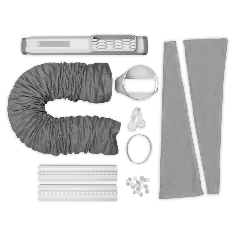 AEG AWK04 - Premium Window Kit, Easy to Install, Window Sealing Set, Extendable, Textile Seal, Suitable for All Portable Air Conditioners with 15 cm Hose Diameter, Grey/White