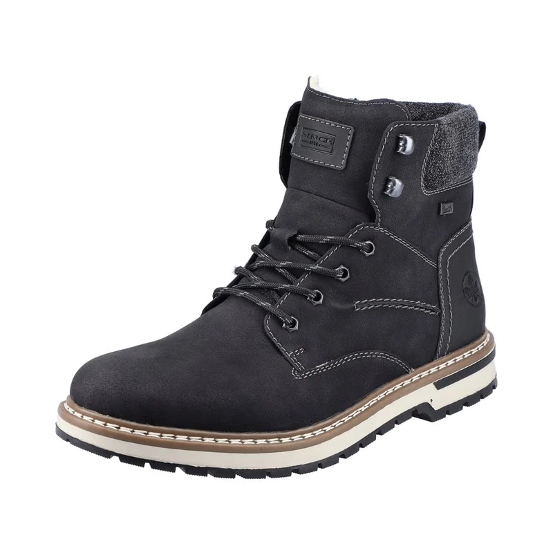 Rieker RiekerTEX Men's Lace-Up Ankle Boots F3812 Water Resistant, black, 8 UK