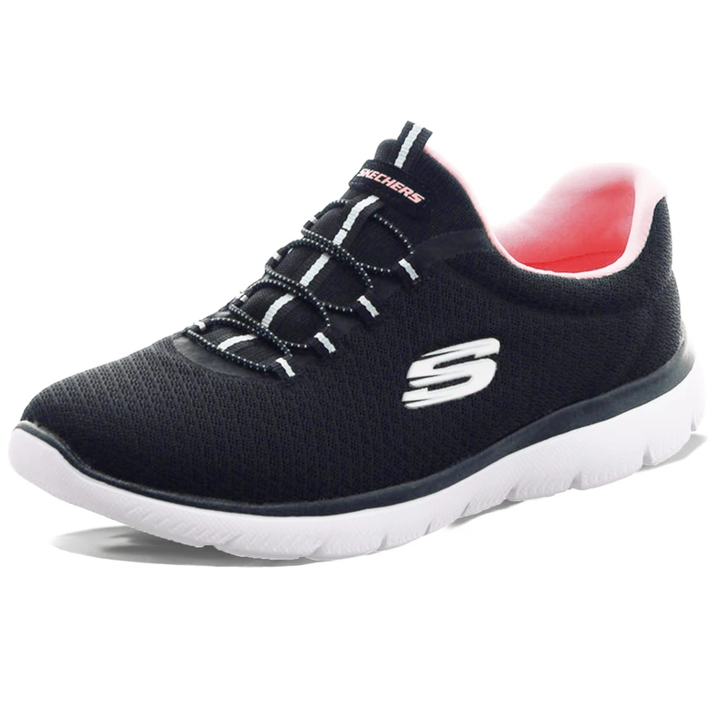 Skechers Women's Summits 12980 Trainers - Black Mesh/Pink Trim