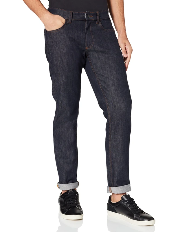 camel active Men's Herren Slim Fit Raw Denim Dunkelblau, Menswear-36/36 Pants, darkblue, 36 W/36 L