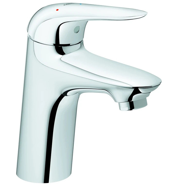 GROHE Wave Quickfix Single-Lever Basin Mixer with Push-Open Waste Set, S-Size, Water- and Energy-Saving, Chrome Easy to Fit with Quicktool 23748001