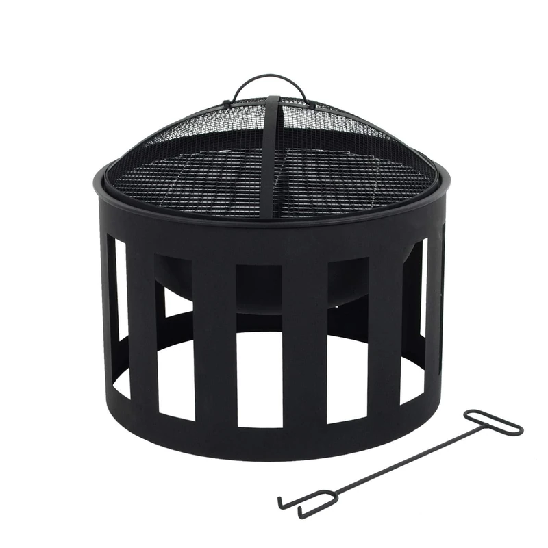 Vesta Fire Pit Garden Patio Heater Outdoor BBQ Wood Charcoal Brazier Black
