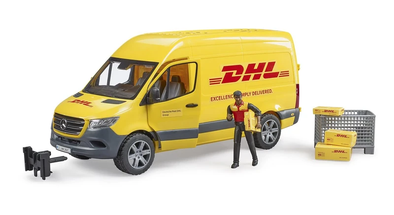 DHL Van - Driver Figure Included, Opening Doors And Realistic Accessories