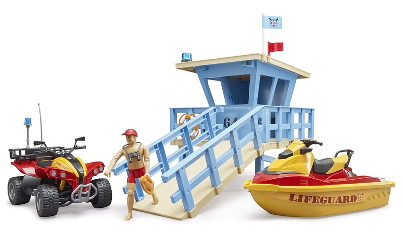 Bruder Bworld Lifeguard Station with Quad Bike and Water Craft