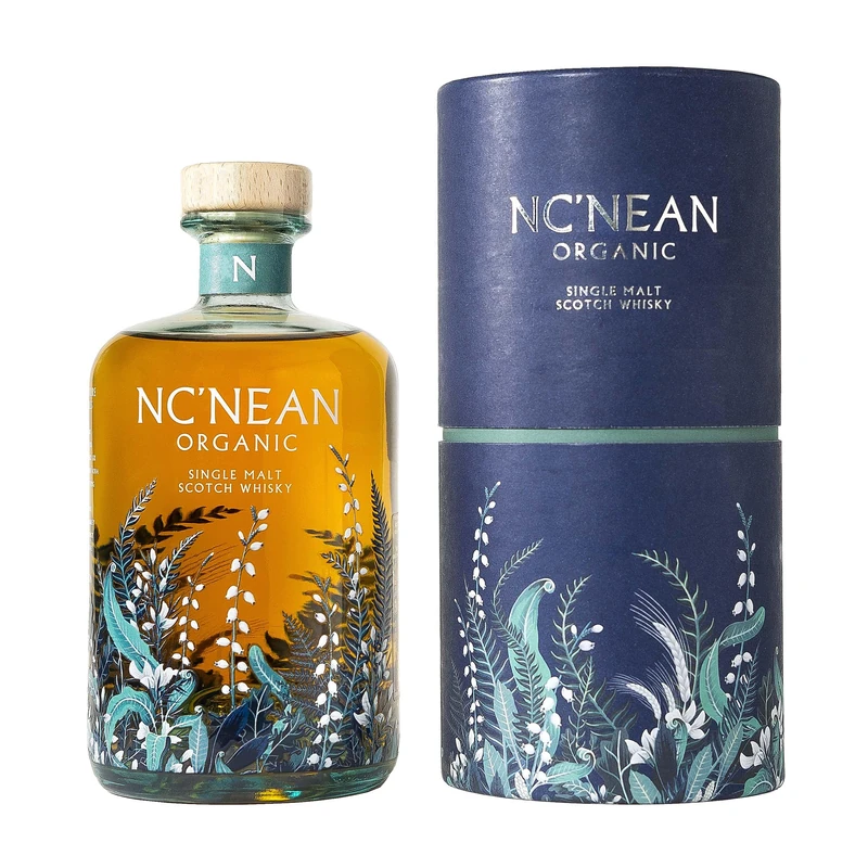 Nc'nean Organic Single Malt Scotch Whisky with Gift Tube | 46% ABV | 70cl Bottle | Small Batch Organic Whisky from Scotland | Distilled, Aged & Bottled at Nc’nean Distillery