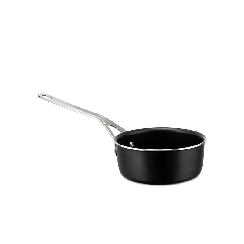 Alessi Saucepan in aluminium with non-stick interior, black Handle in 18/10 stainless steel Magnetic steel bottom suitable for induction cooking