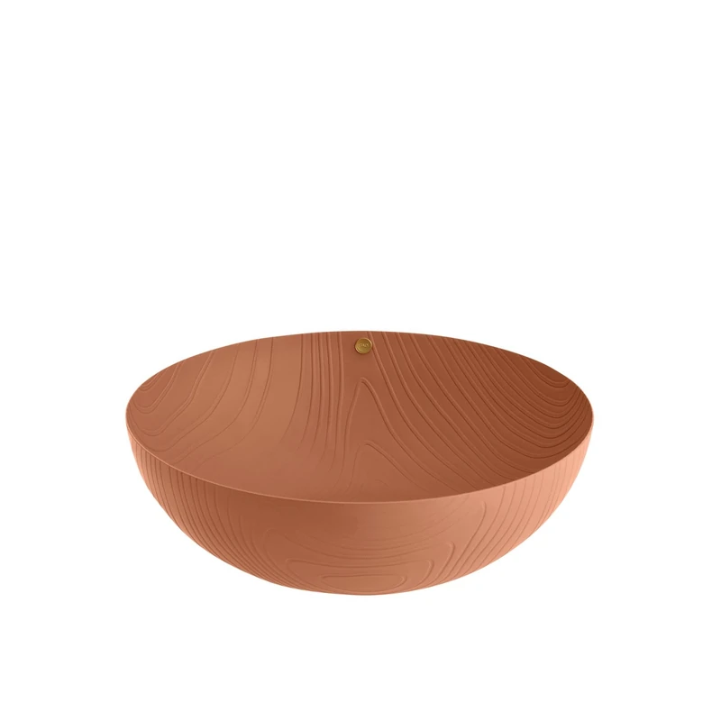 Alessi Bowl in steel coloured with epoxy resin, brown with relief decoration