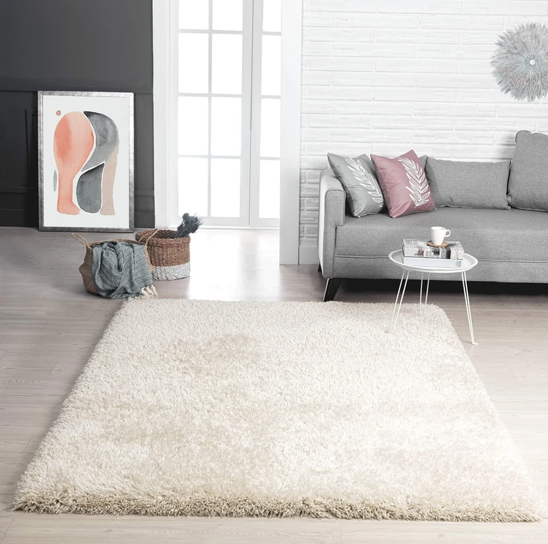Mia's Teppiche Lotte Modern 70 mm Soft Deep Pile Rug, 120 cm Length x 160 cm Width, Beige