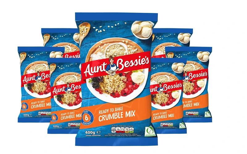 Aunt Bessies Golden Crumble Mix 400g, Sweet Crunchy Crumble, Pack of 8