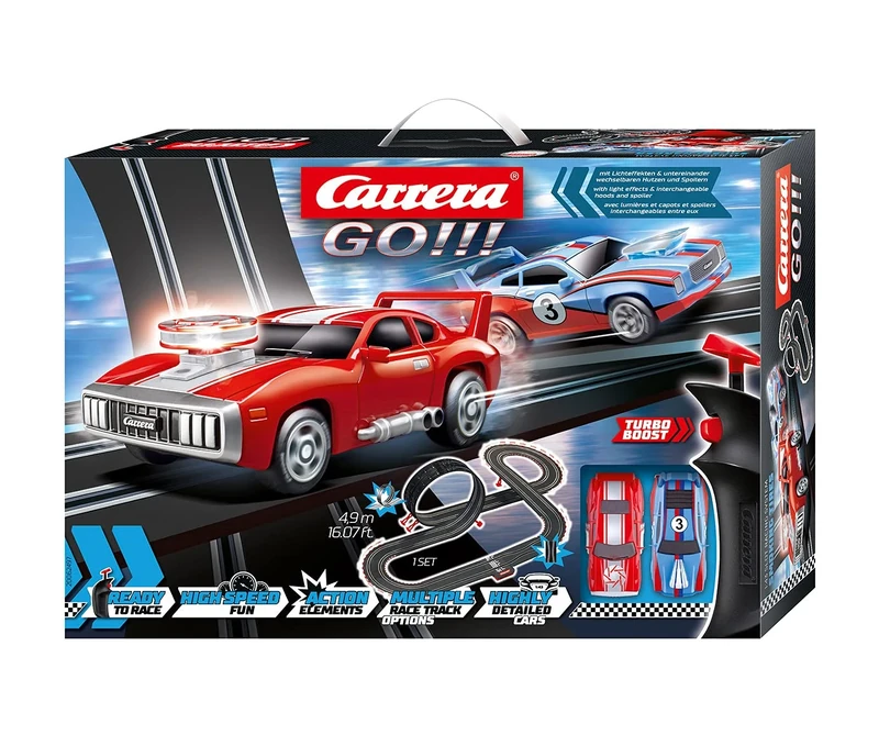 Carrera GO!!! 20062497UK 'Smoking Tyres' Slot Car Racetrack Set (UK Plug Included), Multicolured