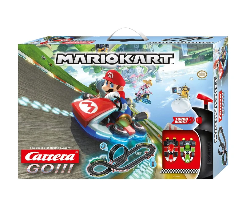 Carrera 20062492UK Mario Kart 8 - GO!!! Slot Racing Track With UK Plug, For Children From 6 Years And Adults,1:43 Scale, 5.3 Metres, With Mario Kart - Mario & Mario Kart - Luigi