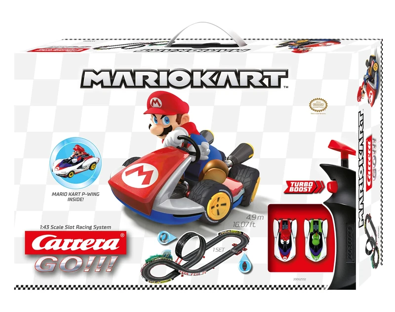 Carrera GO 20062532UK Mario Kart P-Wing - GO Slot Racing Track With UK Plug, For Children From 6 Years And Adults,1:43 Scale, 4.9 Metres, With Mario Kart P-Wing - Mario & P-Wing Yoshi