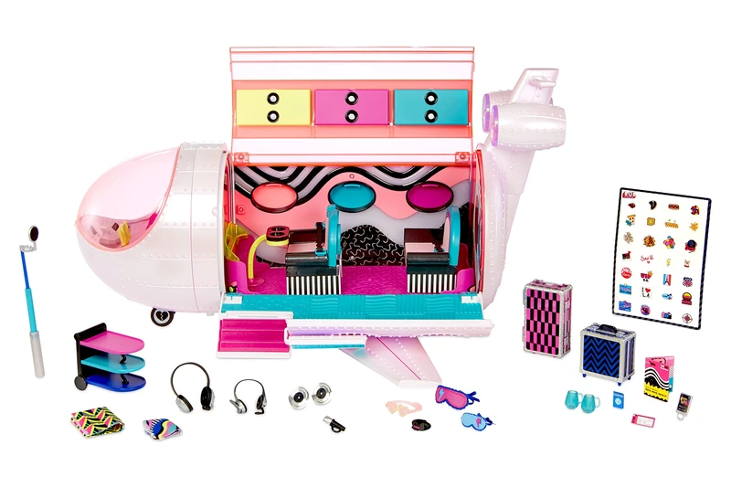 L.O.L. Surprise! OMG Plane 4-in-1 Playset - Aeroplane with 50 Surprises Including Multiple Accessories - Transforms into a Car, Recording Studio, & Mixing Booth - Collectable - For Ages 4+