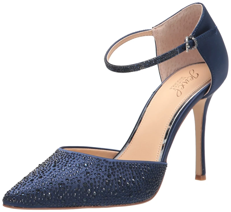 Jewel Badgley Mischka Women's Jailene Ankle Strap Stiletto Pump, Navy, 5.5 UK
