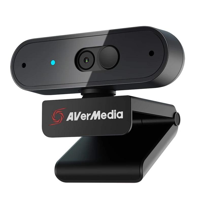AVerMedia PW310P Webcam, Webcam Cover, 1080p/30fps Videochat and Recording, Plug and play, Microphones, Stream, Autofocus, Works with Skype, Zoom, Team - Black