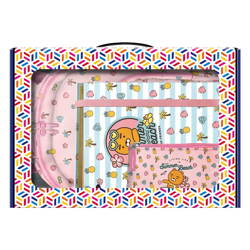 DOHE Pack Backpack, Replacement Ring Binder and Pencil-case - Kakao Friends - FSC Mix AEN-COC-000243 - Summer Beach