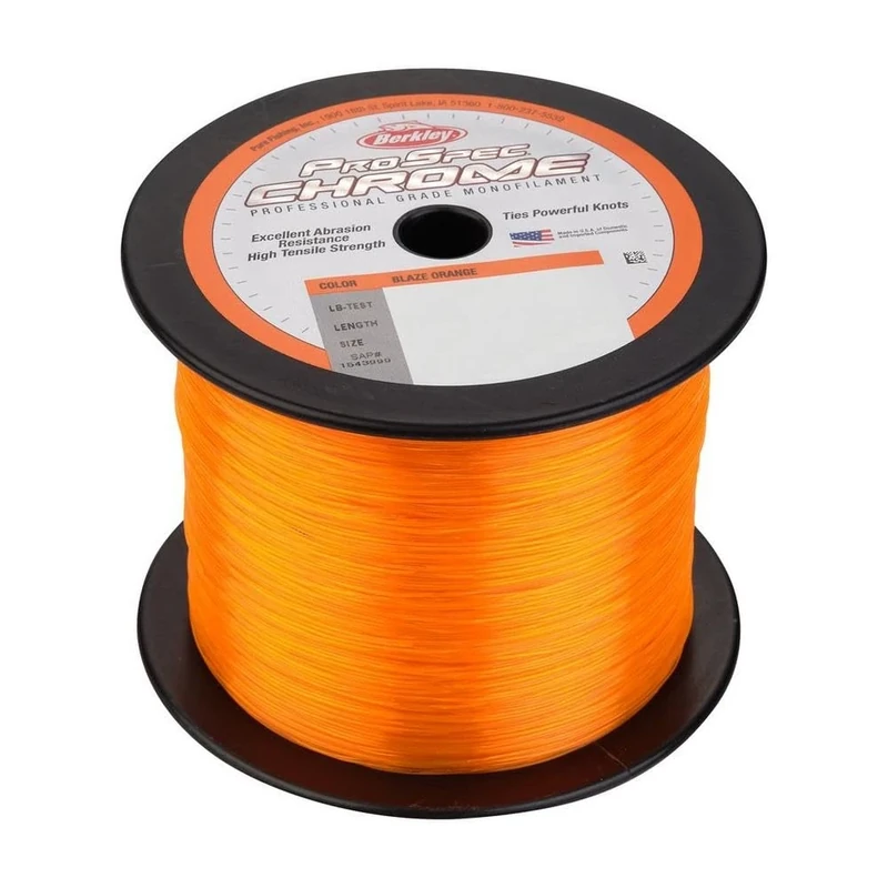 Berkley ProSpec® Chrome, Blaze Orange, 60lb | 27.2kg, 1000yd | 914m Monofilament Fishing Line, Suitable for Saltwater Environments