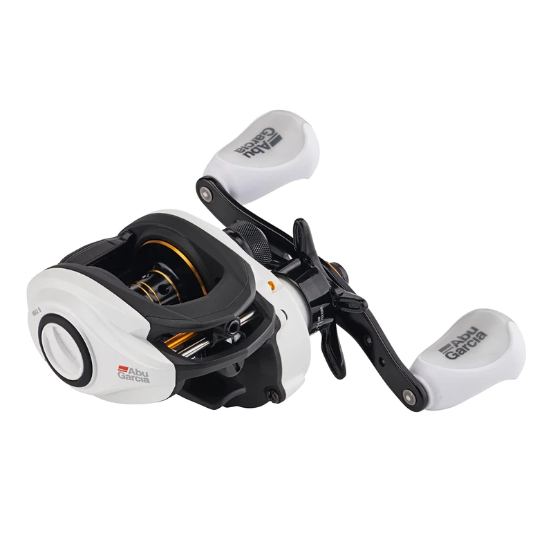 Abu Garcia MAX Pro Low Profile Baitcast Reel for Predator Anglers, Ideal for Pike, Perch and Zander, Left Hand, Lightweight, High-Performance, White, Unisex
