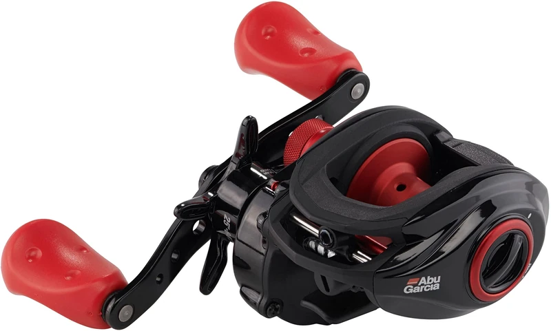 Abu Garcia Max X Low Profile Baitcast Fishing Reel - Red and Black Casting Reel for Predator Fishing, Pike, Perch and Zander